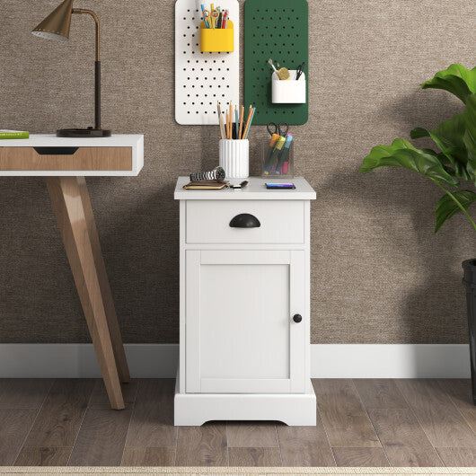 End Table with Charging Station and Flip Top-White W2B