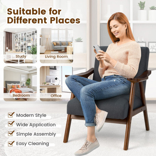 Modern Accent Chair Leisure Armchair with Felt Pads-Beige W2B