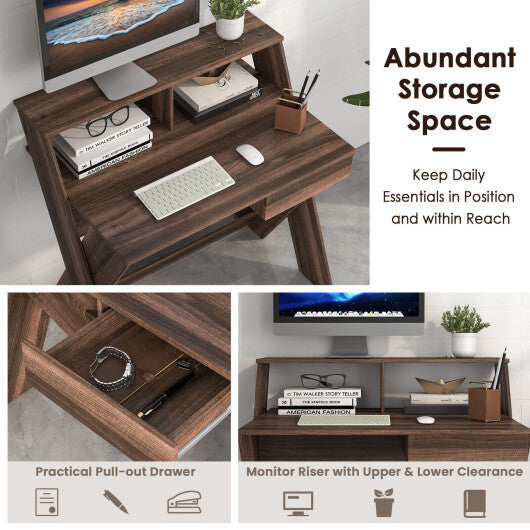 Small Computer Desk with Storage Drawer-Black