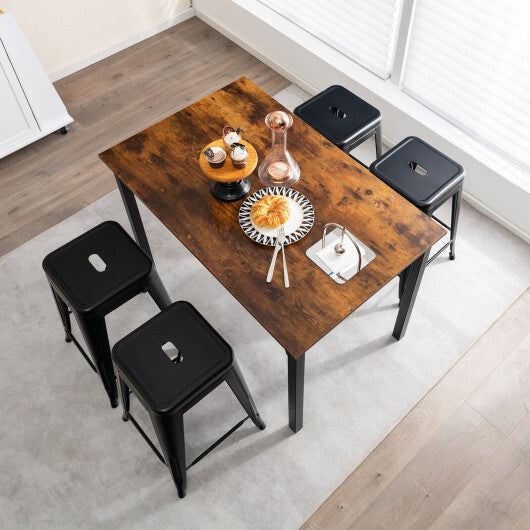 24 Inch Set of 4 Tolix Style Counter Height Barstool Stackable Chair-Black W2B
