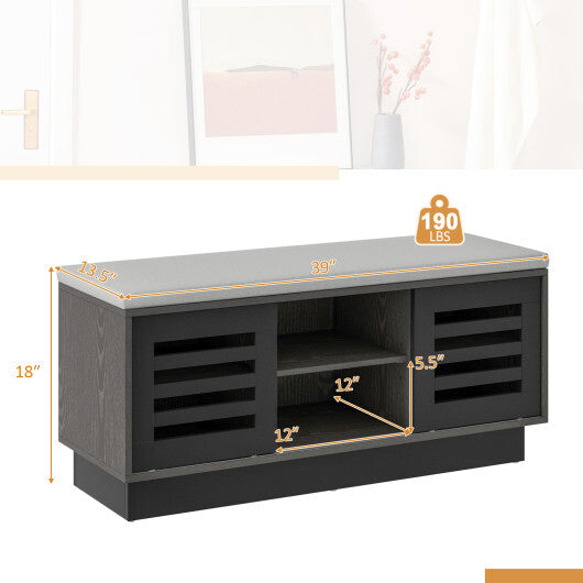 Shoe Bench with 6 Storage Compartments and 3 Adjustable Shelves-Natural W2B