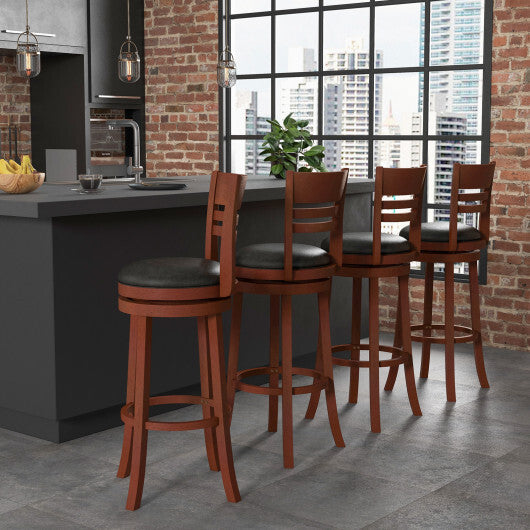 Set of 2 360? Bar Stools with PU Upholstered Seats-Brown W2B