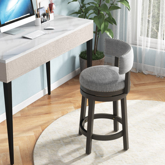 27/31 Inch Swivel Bar Stool with Upholstered Back Seat and Footrest-27 inches W2B