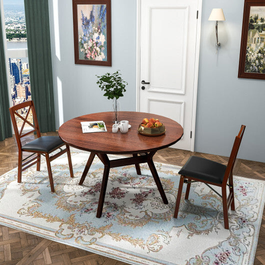 Set of 2 Folding Dining Chairs with 400 LBS Capacity-Brown W2B