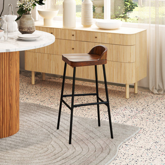 Set of 1/2 29 Inch Industrial Bar Stools with Low Back and Footrests-Set of 2 W2B