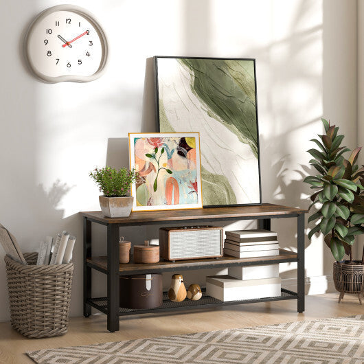 Industrial TV Stand up to 50 Inches with Power Outlets and USB Ports-Rustic Brown W2B