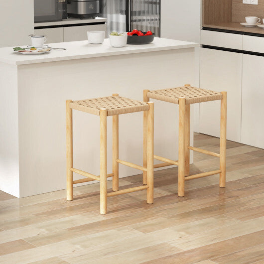26 Inch Dining Bar Stool Set of 2-Natural W2B