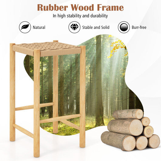 26 Inch Dining Bar Stool Set of 2-Natural W2B
