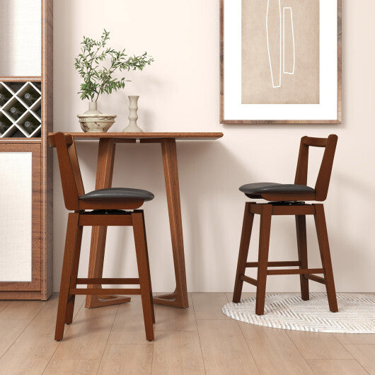 Swivel Upholstered PU Leather Stool with Backrest and Cushioned Seat-30.5 inches W2B