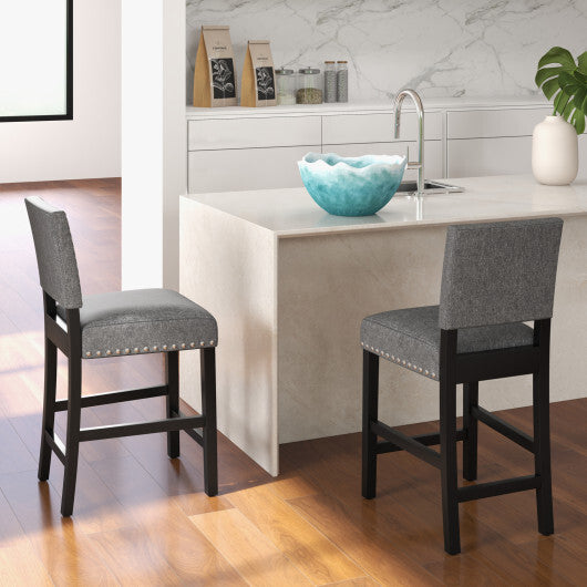 38.5/43.5 Inch Set of 2 Counter Height Chairs with Solid Rubber Wood Frame-S W2B