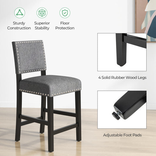 38.5/43.5 Inch Set of 2 Counter Height Chairs with Solid Rubber Wood Frame-S W2B