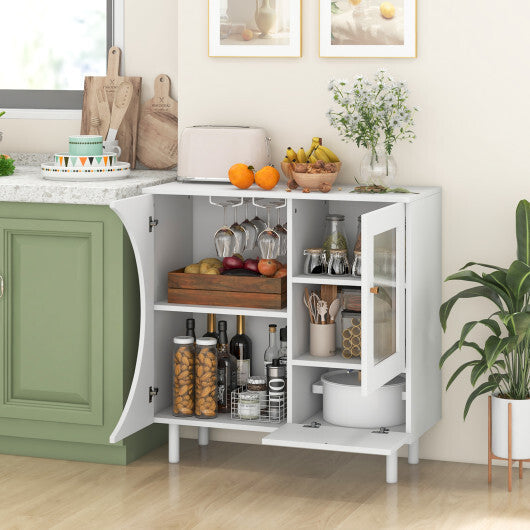 Kitchen Sideboard with Glasses Holder for Living Room Dining Room-White W2B