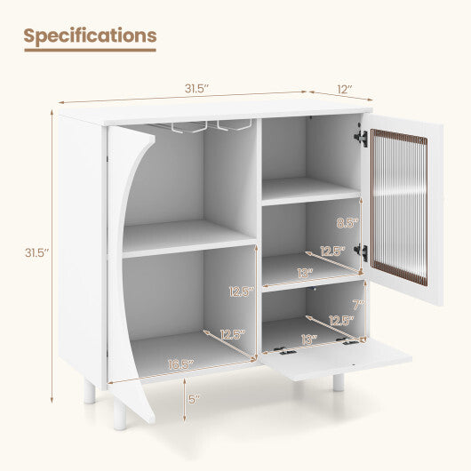 Kitchen Sideboard with Glasses Holder for Living Room Dining Room-White W2B