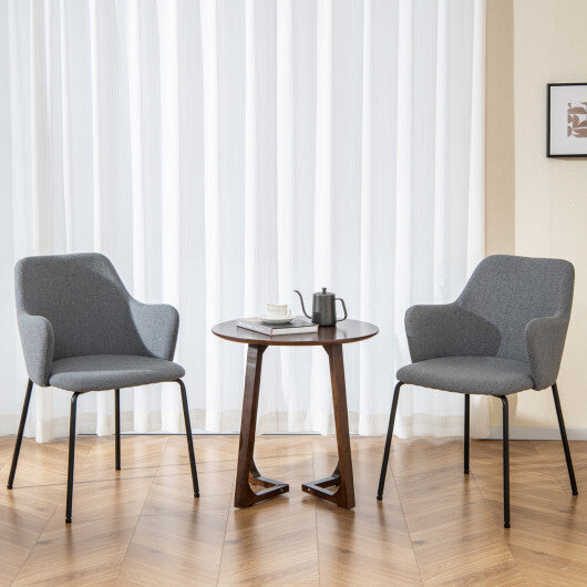 Dining Chairs Set of 2 with Curved Backrest Wide Seat and Armrests-Gray W2B