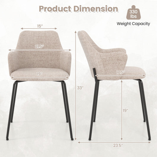 Dining Chairs Set of 2 with Curved Backrest Wide Seat and Armrests-Gray W2B