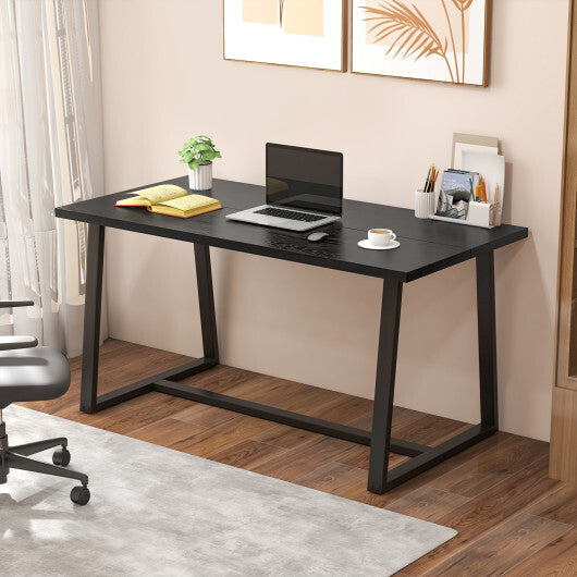 Large Dining Table with Heavy-duty Metal Frame and Anti-slip Foot Pads-Black W2B