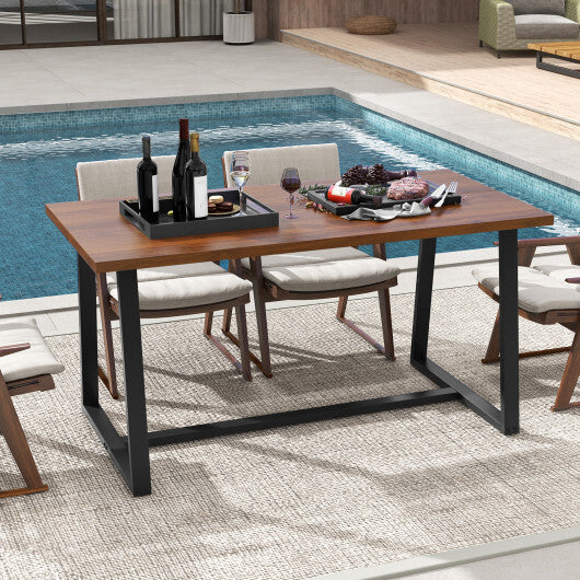 Large Dining Table with Heavy-duty Metal Frame and Anti-slip Foot Pads-Black W2B