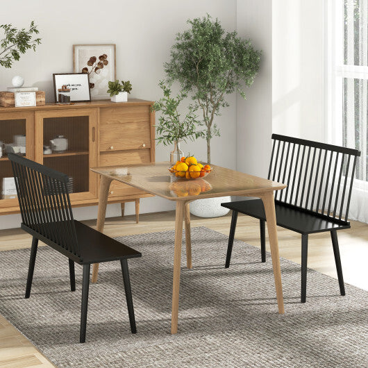 Entryway Bench for 2 with Spindle Back for Kitchen Dining Room Hallway-Black W2B