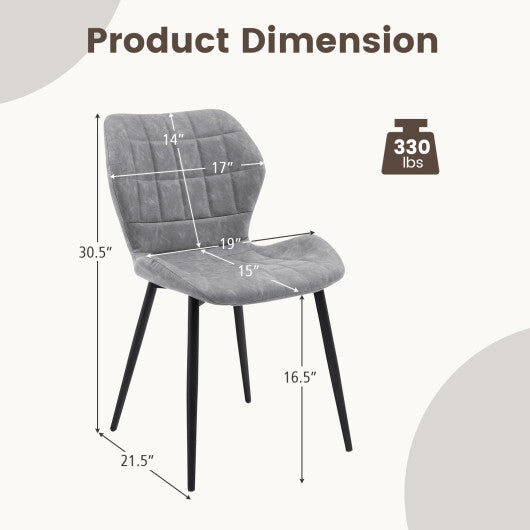 Dining Chairs Set of 2 with Padded Back Metal Legs and Adjustable Foot Pads-Gray