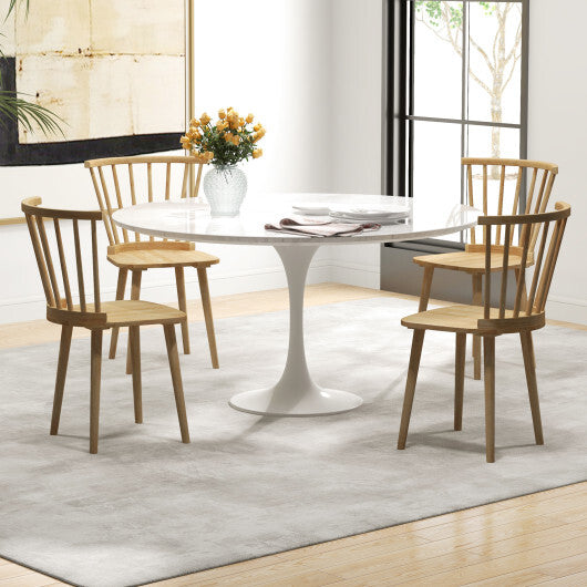 Windsor Dining Chairs Set of 2 Rubber Wood Kitchen Chairs with Spindle Back-Black W2B