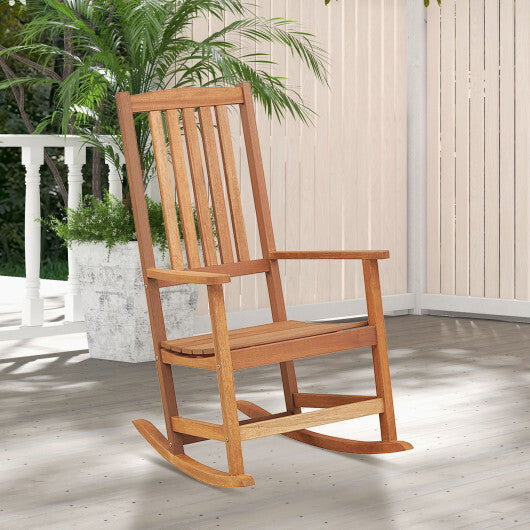 Patio Rocking Chair Ergonomic High-Back Outdoor Rocker with Smooth Rocking Base W2B