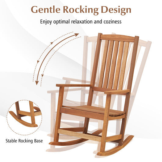 Patio Rocking Chair Ergonomic High-Back Outdoor Rocker with Smooth Rocking Base W2B