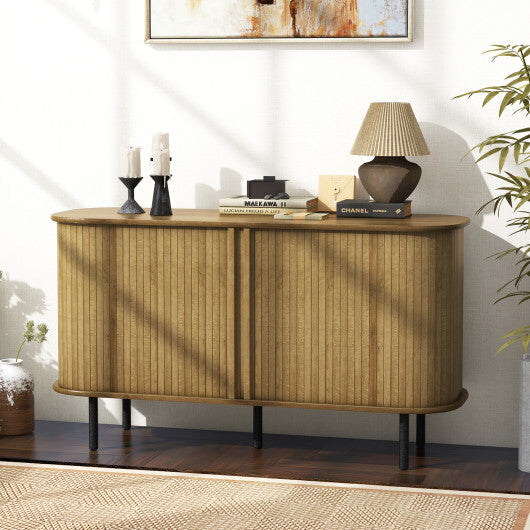 47 Inch Sideboard Buffet Cabinet with Adjustable Shelves for Kitchen Dining Room Living Room Entryway-Oak W2B