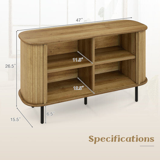 47 Inch Sideboard Buffet Cabinet with Adjustable Shelves for Kitchen Dining Room Living Room Entryway-Oak W2B