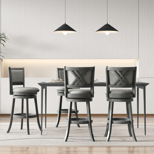 Swivel Bar Stools Set of 2 with Soft-padded Back and Seat-S