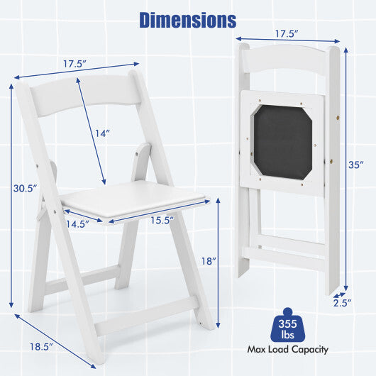 Set of 4 Dining Chairs Foldable Kitchen Chair with Rubber Wood Legs and Padded Seat-Black