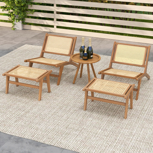 Teak Wooden Chair with Handwoven Rattan Seat and Backrest W2B