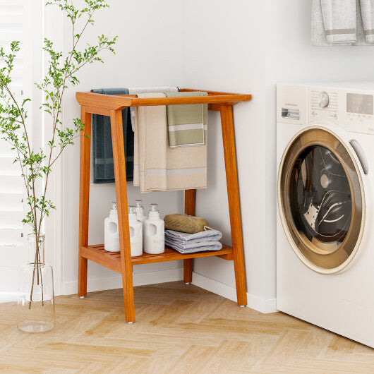 Freestanding Towel Rack with Storage Shelf for Bathroom W2B