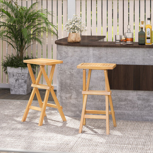 Set of 2 No Assembly Outdoor Bar Stools with Countered Seat W2B