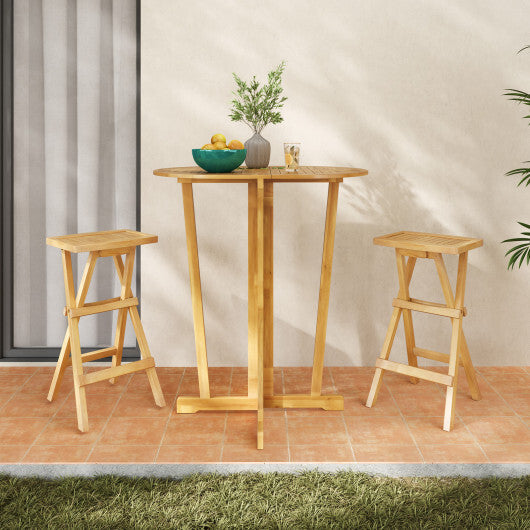 Set of 2 No Assembly Outdoor Bar Stools with Countered Seat W2B