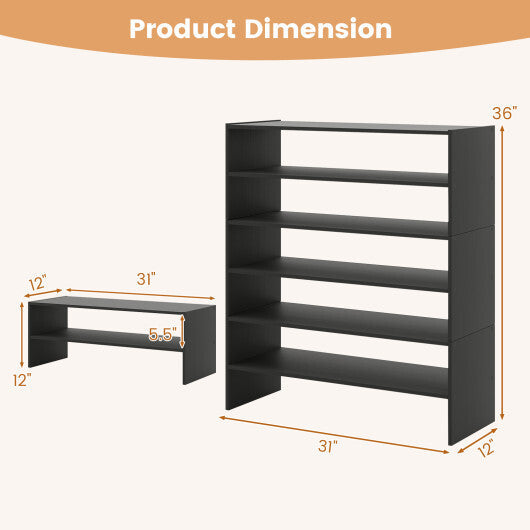 6-tier Shoe Rack with Anti-tipping Device for Entryway-Rustic Brown W2B