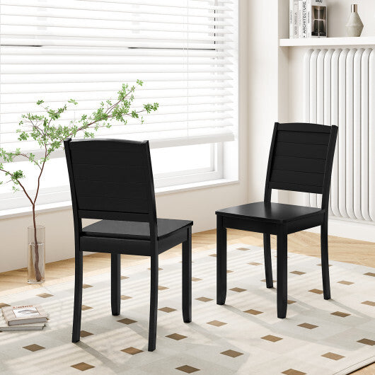 Wood Dining Chair Set of 2 Armless Kitchen Chairs with Rubber Wood Legs-Black W2B