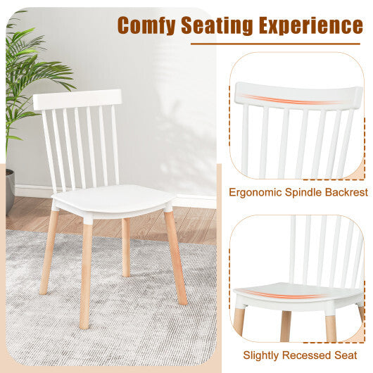 Set of 4 Windsor Dining Chairs with Spindle Backs and Curved Seats-Black W2B