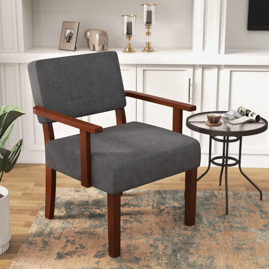 Linen Accent Chair Living Room Chair with Soft Padded Seat and Backrest-Blue W2B