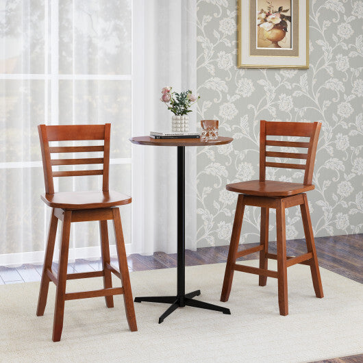 Counter Height Barstools Set of 2 with Footrest for Kitchen Island Bar-Walnut W2B