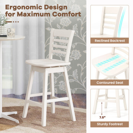 Counter Height Barstools Set of 2 with Footrest for Kitchen Island Bar-Walnut W2B