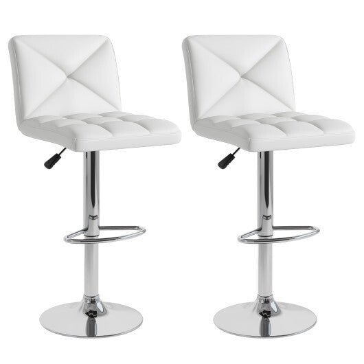PU Leather Upholstered Bar Stools Set of 2 with Back and Adjustable Height-Brown W2B