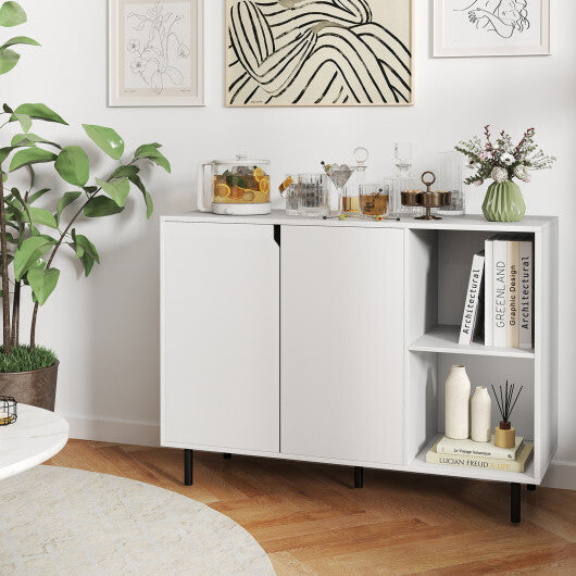 42 Inch Sideboard Buffet Cabinet Kitchen with Adjustable Shelves-White W2B