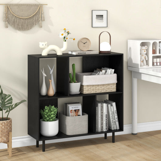 Open Shelf Bookcase with 4 Compartments-Black W2B