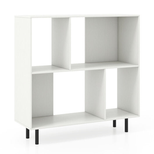 Open Shelf Bookcase with 4 Compartments-Black W2B