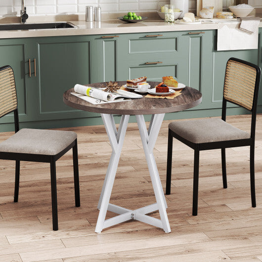 36 Inch Round Dining Table with Metal Pedestal Base-Natural W2B
