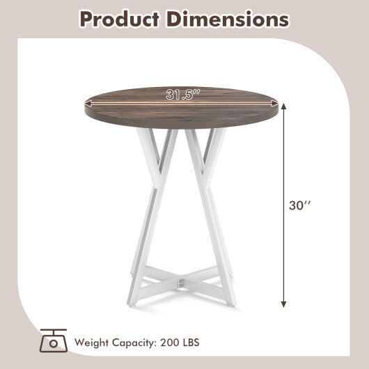 36 Inch Round Dining Table with Metal Pedestal Base-Natural W2B