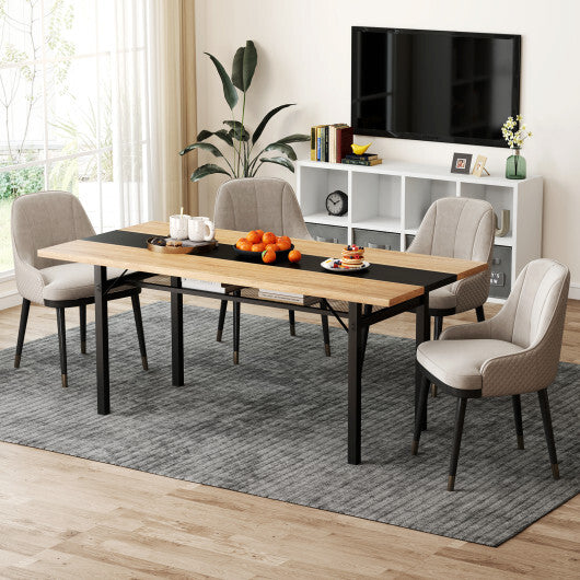 6 Feet Dining Table with Heavy-Duty Metal Frame for 6-8 People-Natural W2B