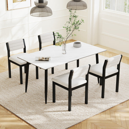 Set of 2 Dining Chairs Sherpa Upholstered Armless Chair with Wood Frame-White W2B