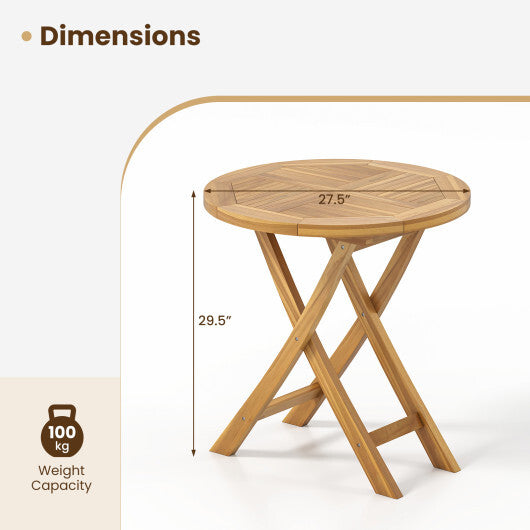 Patio Teak Wood Dining Table with Slatted Tabletop and Sturdy X-Shaped Frame W2B