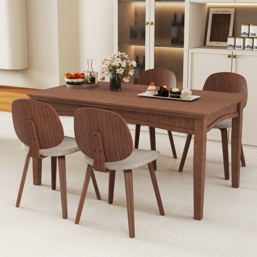 Wooden Dining Chair Set of 2 with Bentwood Frame and Padded Seat-Walnut W2B